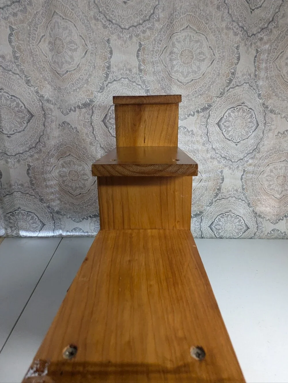 Wooden Heart Step Accent Wall Shelf - Natural Brown